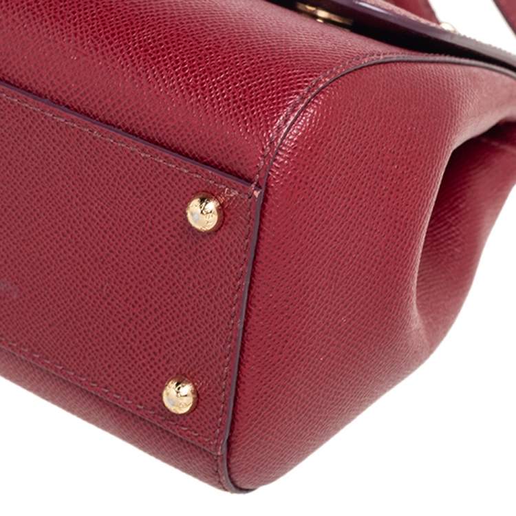 Pre Owned Dolce & Gabbana Red Leather Medium Miss Sicily Top Handle Bag