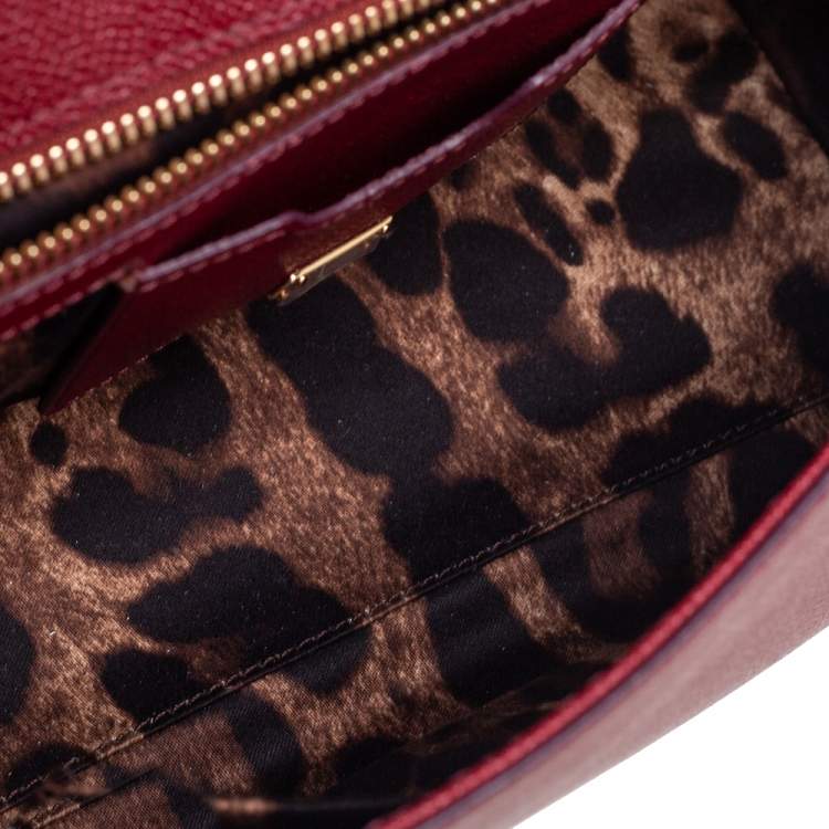 Pre Owned Dolce & Gabbana Red Leather Medium Miss Sicily Top Handle Bag