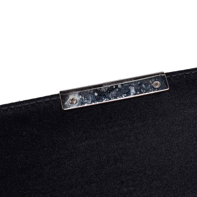 Pre Owned Dolce & Gabbana Black Satin Crystal Embellished Miss Sparkle Clutch