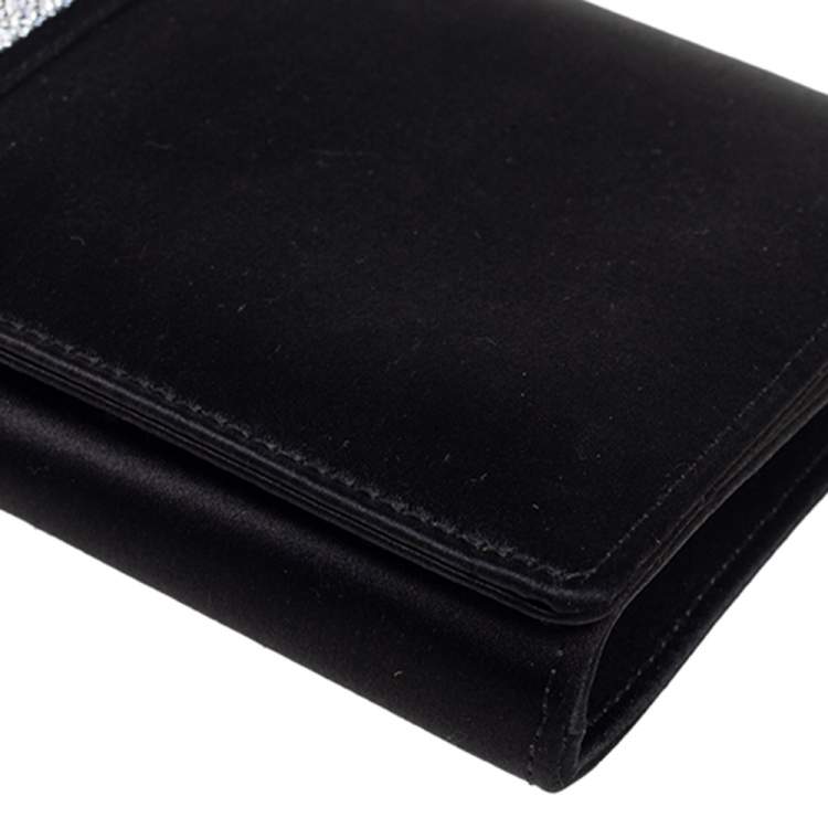 Pre Owned Dolce & Gabbana Black Satin Crystal Embellished Miss Sparkle Clutch