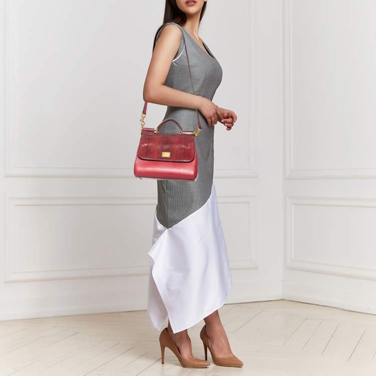 Dolce & Gabbana Sicily Small Leather Shoulder Bag Red