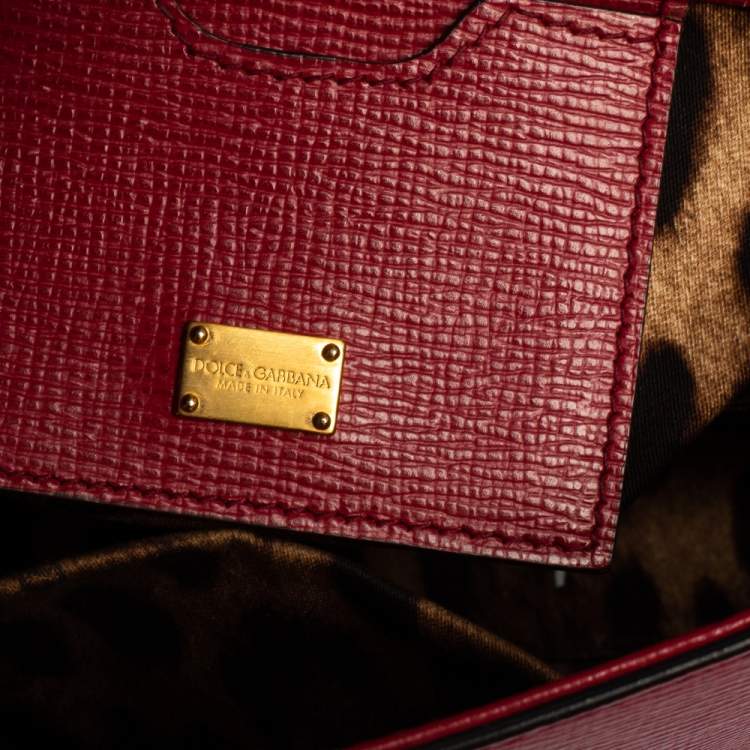 Pre Owned Dolce & Gabbana Red Leather and Snakeskin Medium Miss Sicily Top Handle Bag