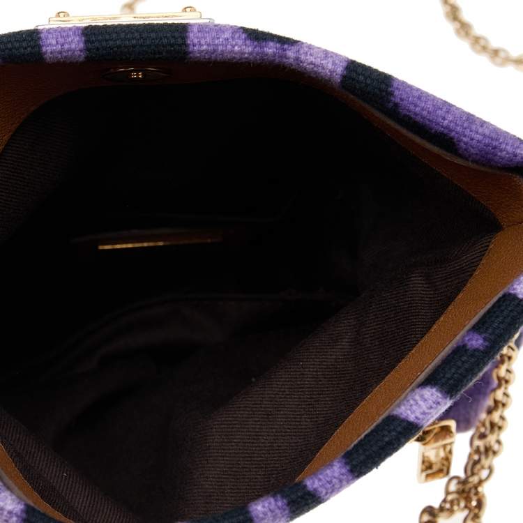 Pre Owned Dolce & Gabbana Purple/Black Leopard Print Canvas Crossbody Bag