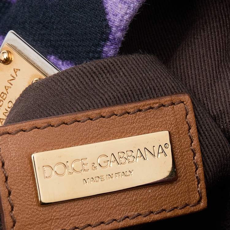 Pre Owned Dolce & Gabbana Purple/Black Leopard Print Canvas Crossbody Bag