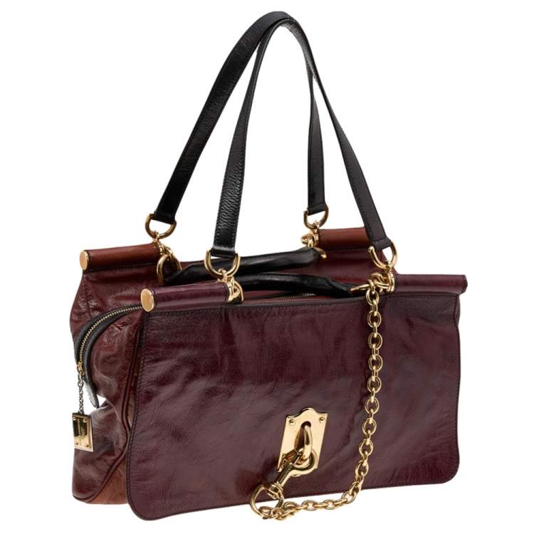 Pre Owned Dolce & Gabbana Multicolor Leather Miss Sunrise Top Handle Bag
