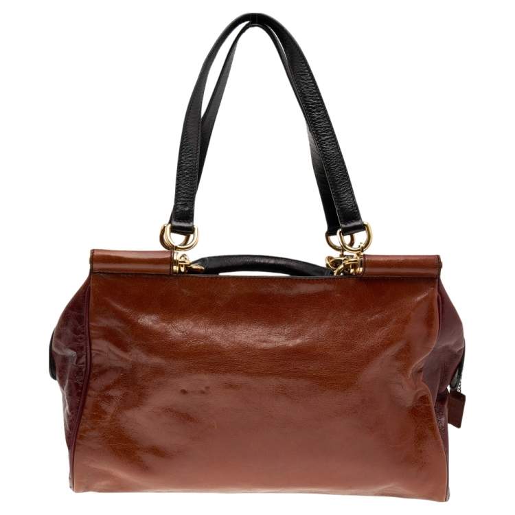 Pre Owned Dolce & Gabbana Multicolor Leather Miss Sunrise Top Handle Bag
