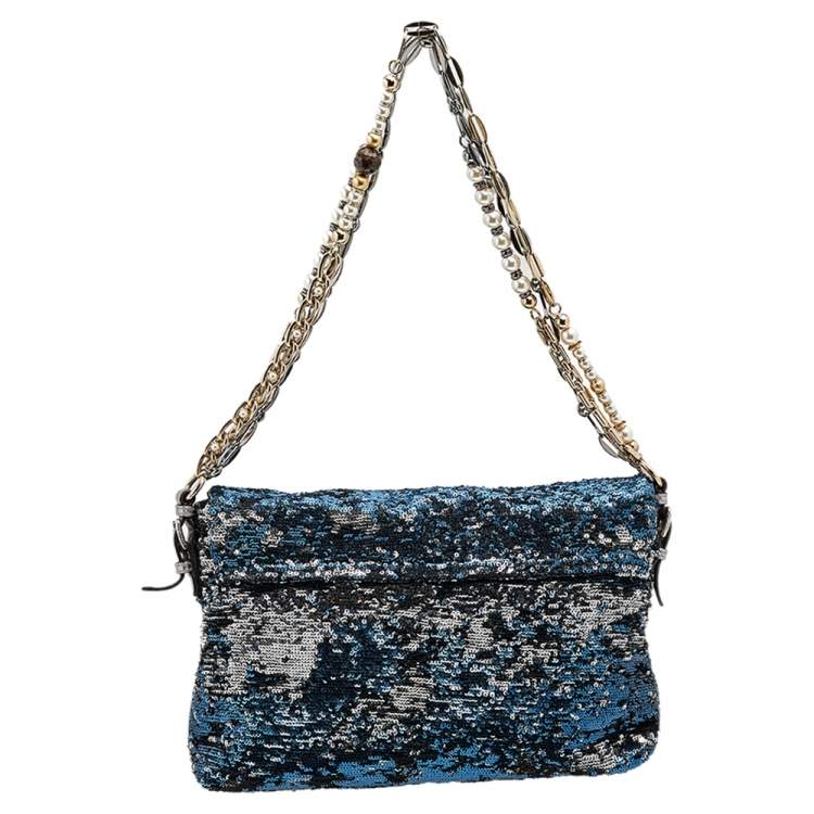 Pre Owned Dolce & Gabbana Black Sequins Miss Charles Shoulder Bag