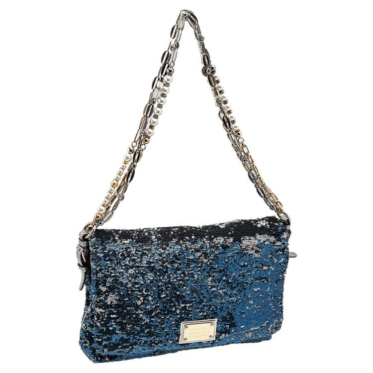 Pre Owned Dolce & Gabbana Black Sequins Miss Charles Shoulder Bag
