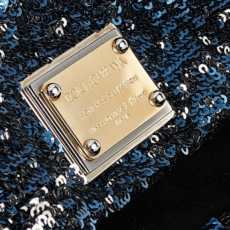 Pre Owned Dolce & Gabbana Black Sequins Miss Charles Shoulder Bag