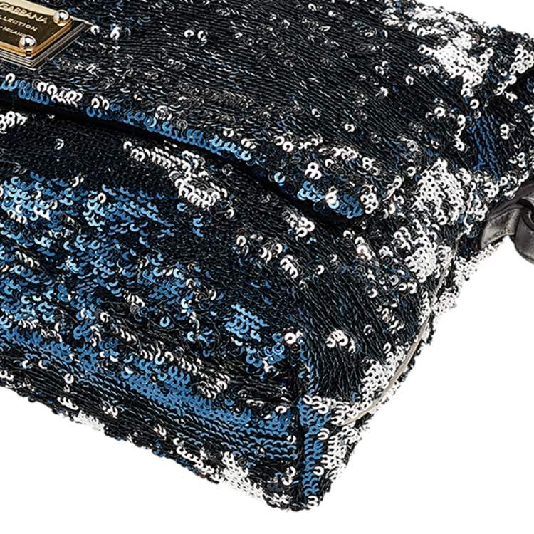 Pre Owned Dolce & Gabbana Black Sequins Miss Charles Shoulder Bag