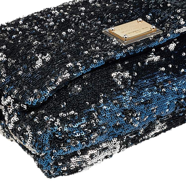 Pre Owned Dolce & Gabbana Black Sequins Miss Charles Shoulder Bag