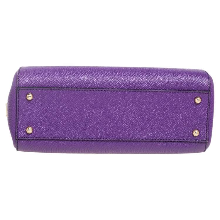Pre Owned Dolce & Gabbana Purple Leather Sicily Shopper Tote