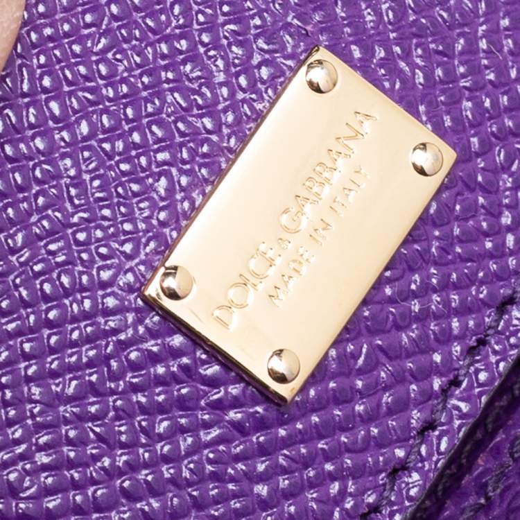 Pre Owned Dolce & Gabbana Purple Leather Sicily Shopper Tote