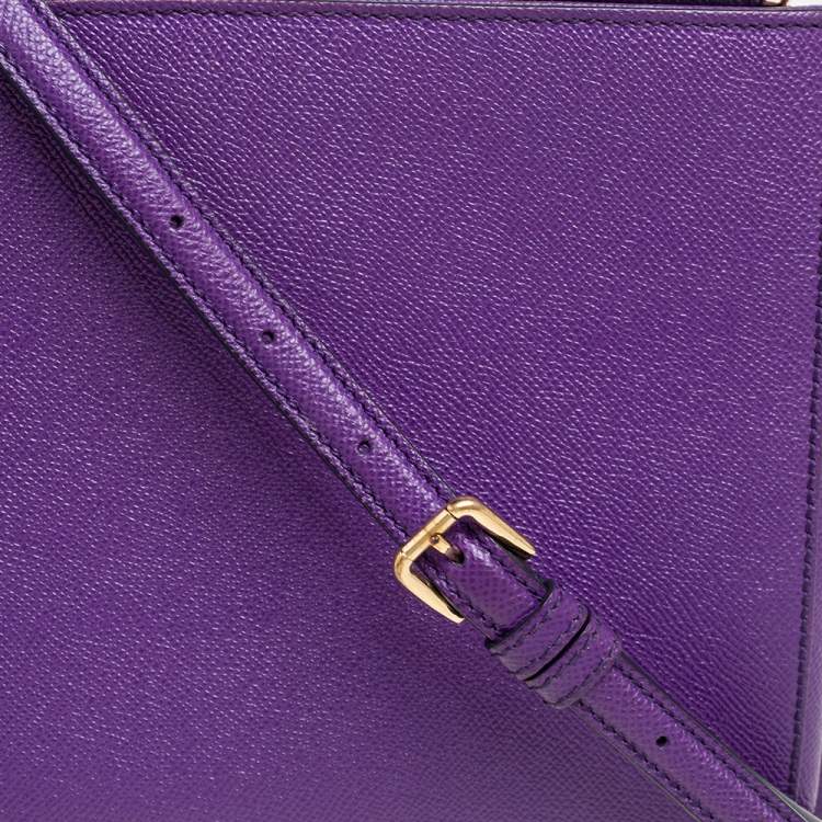 Pre Owned Dolce & Gabbana Purple Leather Sicily Shopper Tote