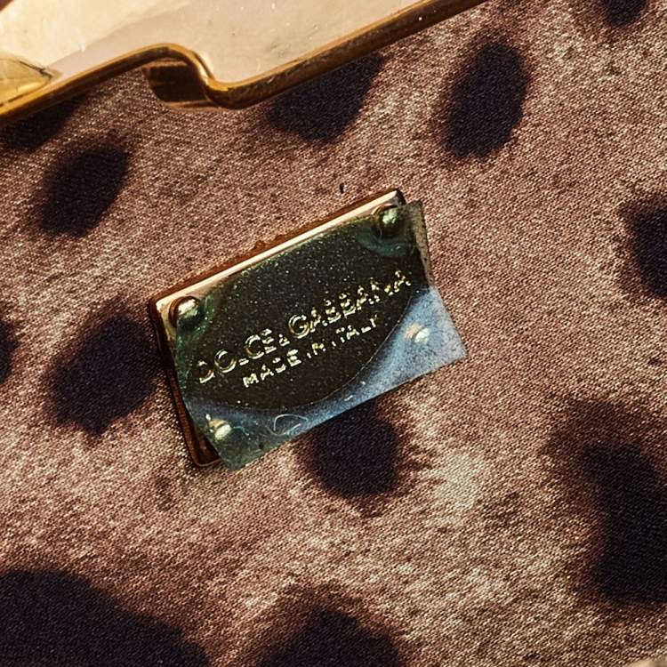 Pre Owned Dolce & Gabbana Gold Sequins Lock Frame Shoulder Bag