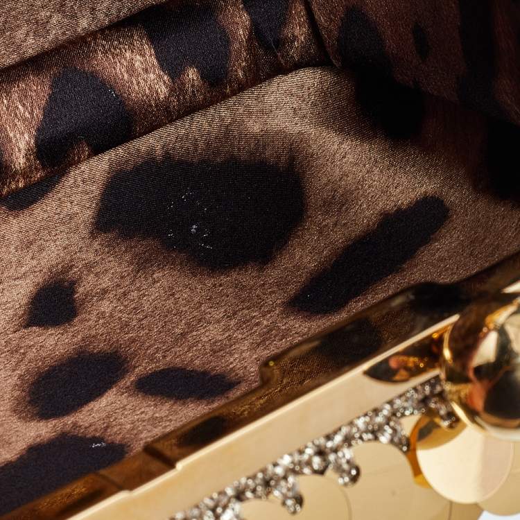 Pre Owned Dolce & Gabbana Gold Sequins Lock Frame Shoulder Bag