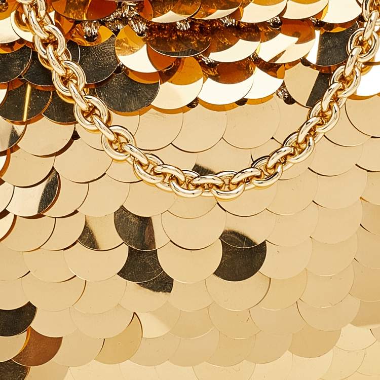 Pre Owned Dolce & Gabbana Gold Sequins Lock Frame Shoulder Bag