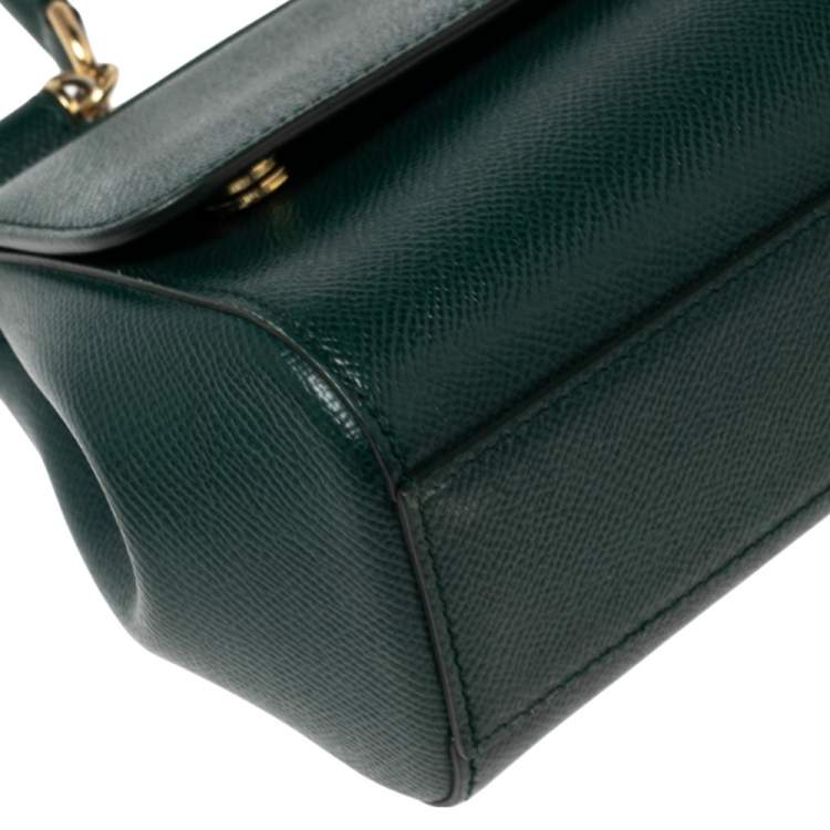 Pre Owned Dolce & Gabbana Green Leather Small Miss Sicily Top Handle Bag