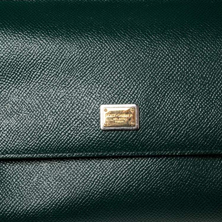 Pre Owned Dolce & Gabbana Green Leather Small Miss Sicily Top Handle Bag