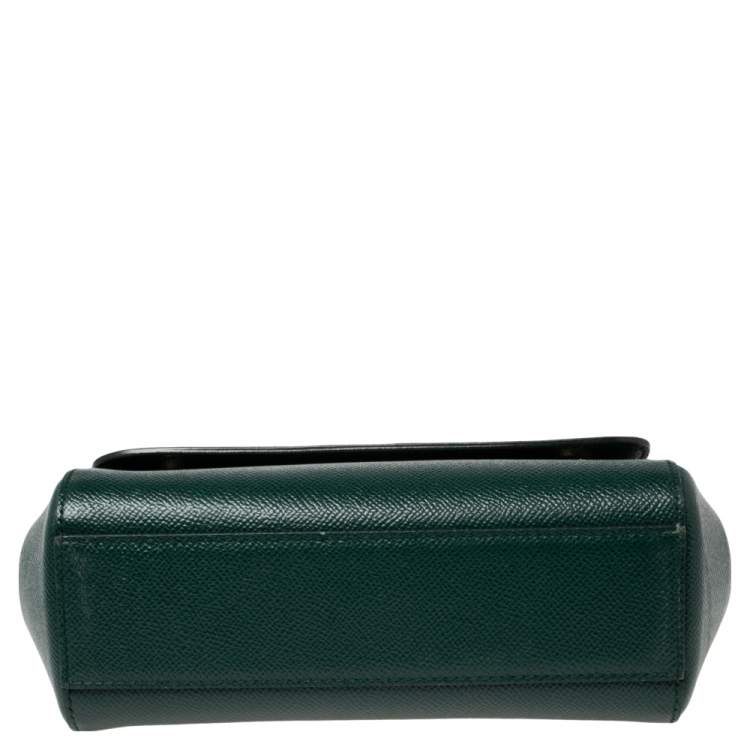 Pre Owned Dolce & Gabbana Green Leather Small Miss Sicily Top Handle Bag