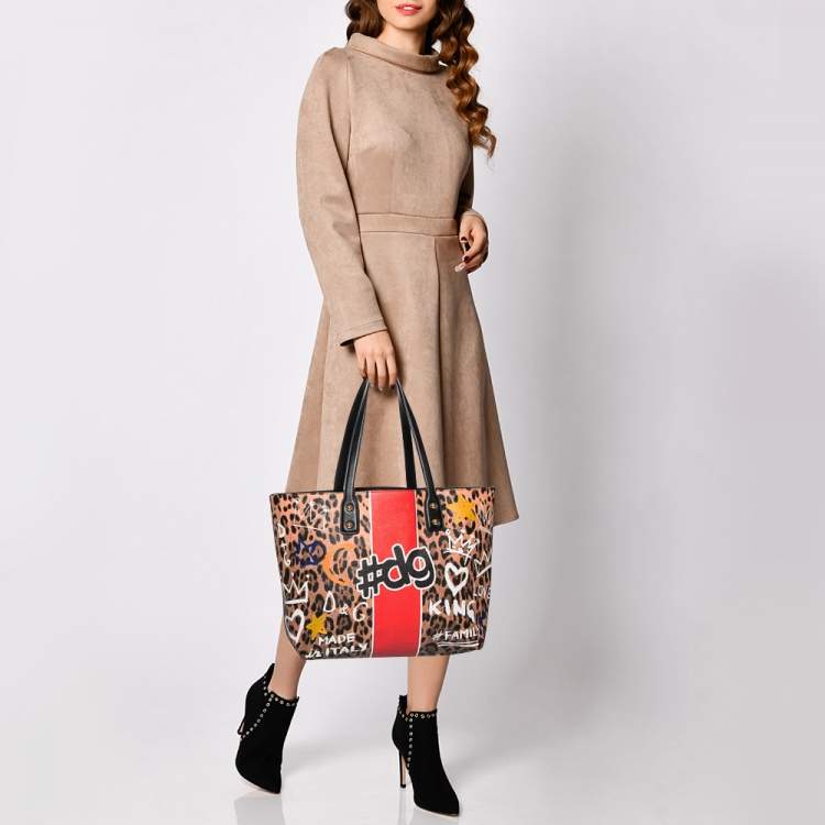 Graffiti Print Leather Tote Bag DOLCE & GABBANA