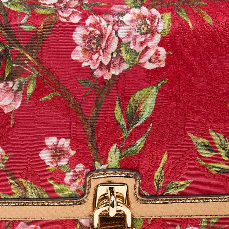 Pre Owned Dolce & Gabbana Multicolor Floral Brocade and Python Flap Shoulder Bag
