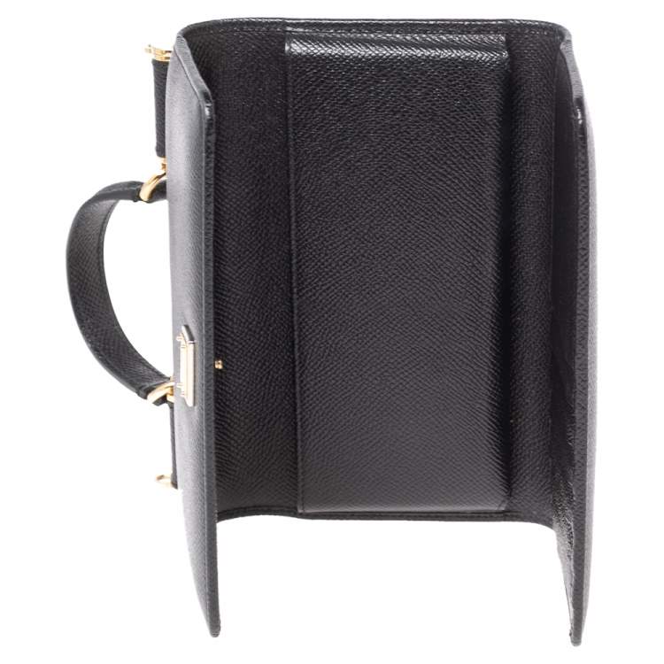 Pre Owned Dolce & Gabbana Black Leather Miss Sicily Von Wallet on Chain