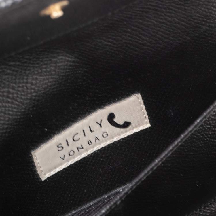 Pre Owned Dolce & Gabbana Black Leather Miss Sicily Von Wallet on Chain