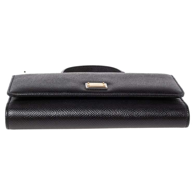 Pre Owned Dolce & Gabbana Black Leather Miss Sicily Von Wallet on Chain