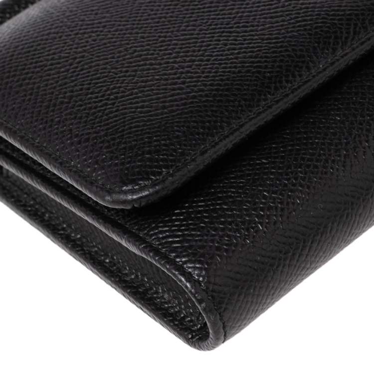 Pre Owned Dolce & Gabbana Black Leather Miss Sicily Von Wallet on Chain