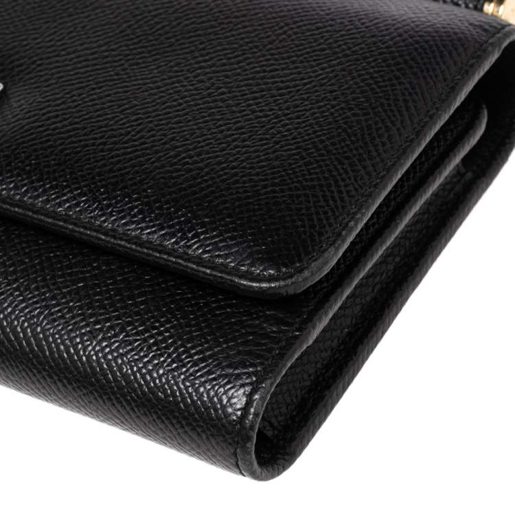 Pre Owned Dolce & Gabbana Black Leather Miss Sicily Von Wallet on Chain
