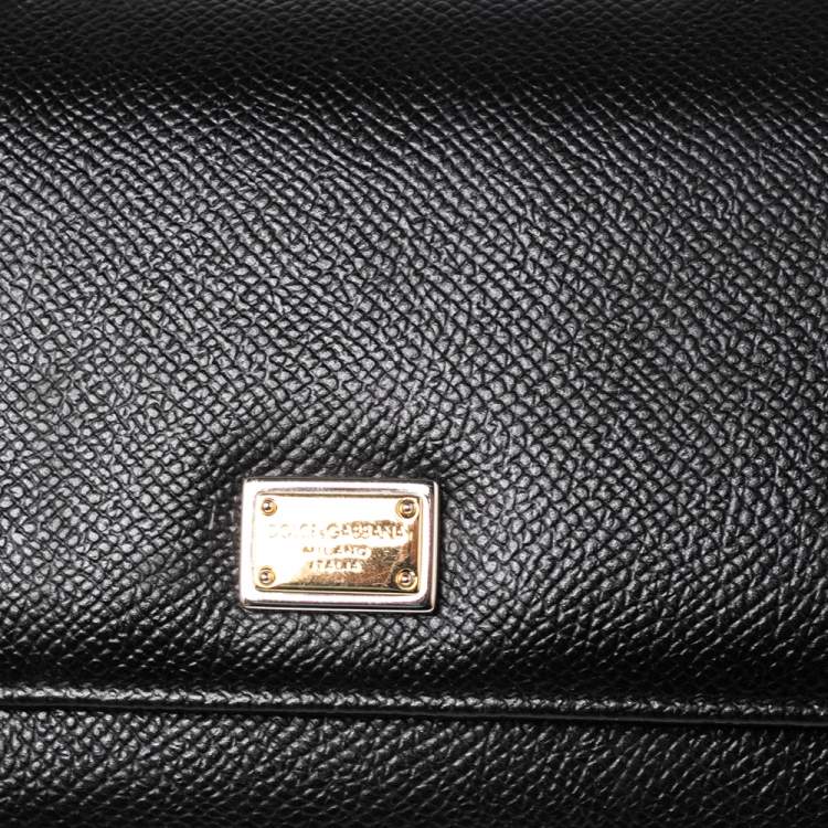 Pre Owned Dolce & Gabbana Black Leather Miss Sicily Von Wallet on Chain