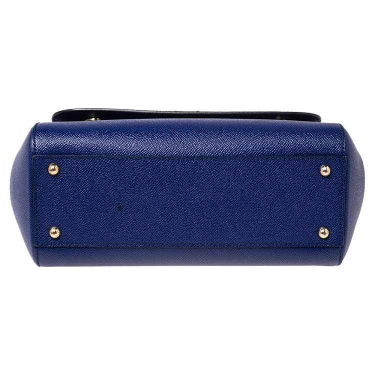 Pre Owned Dolce & Gabbana Electric Blue Leather Medium Miss Sicily Top Handle Bag