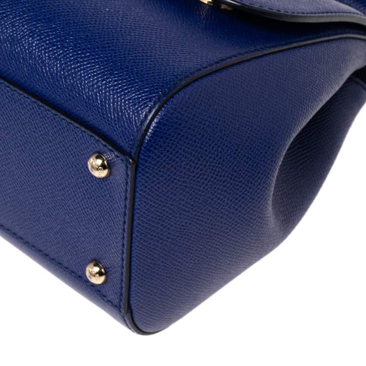 Pre Owned Dolce & Gabbana Electric Blue Leather Medium Miss Sicily Top Handle Bag