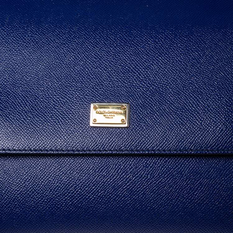 Pre Owned Dolce & Gabbana Electric Blue Leather Medium Miss Sicily Top Handle Bag
