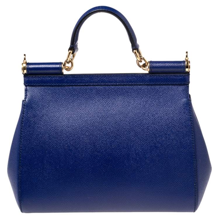 Pre Owned Dolce & Gabbana Electric Blue Leather Medium Miss Sicily Top Handle Bag
