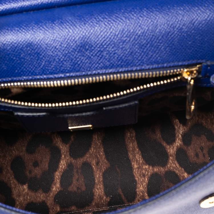 Pre Owned Dolce & Gabbana Electric Blue Leather Medium Miss Sicily Top Handle Bag
