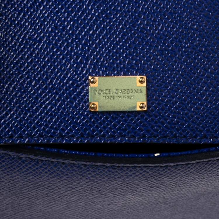 Pre Owned Dolce & Gabbana Electric Blue Leather Medium Miss Sicily Top Handle Bag