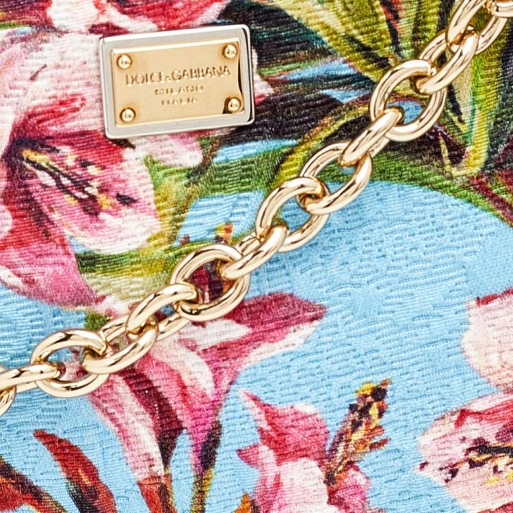 Pre Owned Dolce & Gabbana Multicolor Floral Print Fabric Miss Glam Round Shoulder Bag