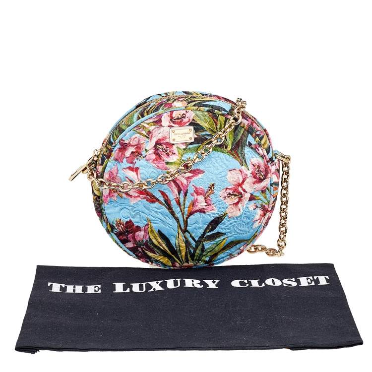 Pre Owned Dolce & Gabbana Multicolor Floral Print Fabric Miss Glam Round Shoulder Bag
