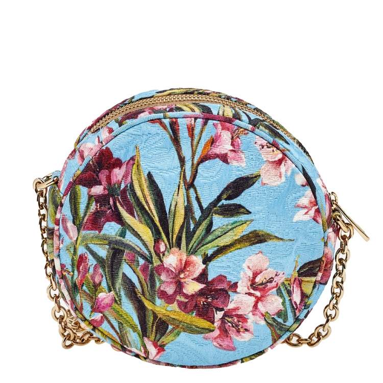 Pre Owned Dolce & Gabbana Multicolor Floral Print Fabric Miss Glam Round Shoulder Bag