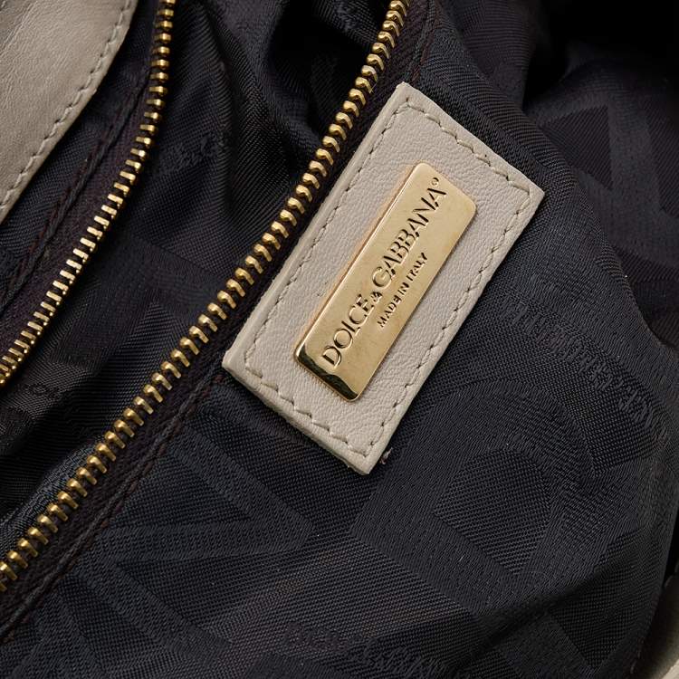Pre Owned Dolce & Gabbana Beige Eel Leather and Fur Satchel