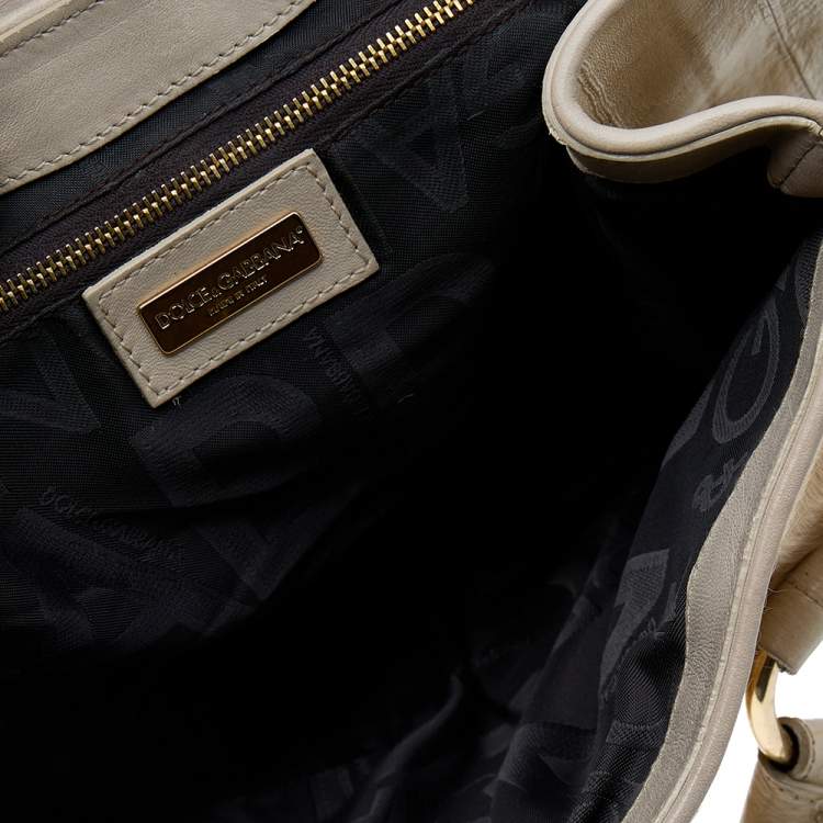 Pre Owned Dolce & Gabbana Beige Eel Leather and Fur Satchel