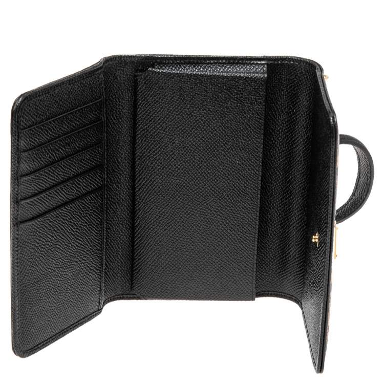 Pre Owned Dolce & Gabbana Brown/Black Leopard Print Coated Canvas Miss Sicily Von Wallet on Chain