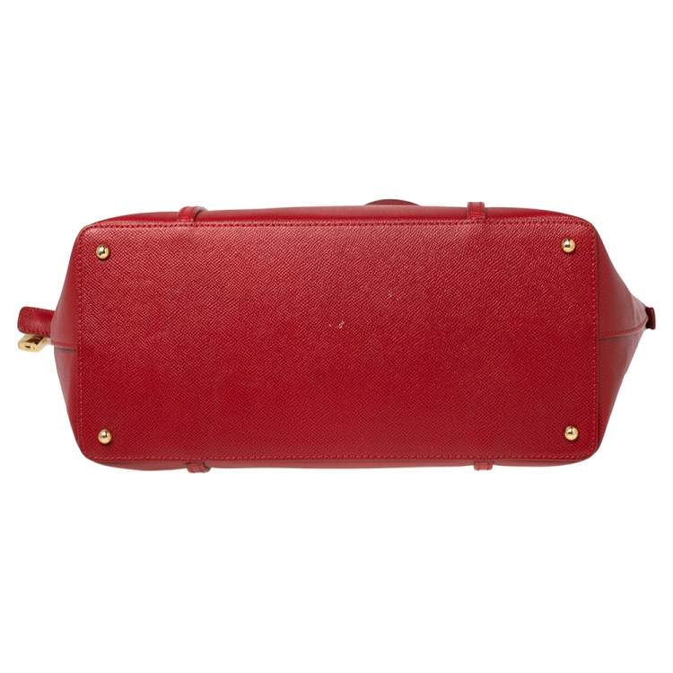 Pre Owned Dolce & Gabbana Red Leather Miss Escape Top Zip Shopper Tote