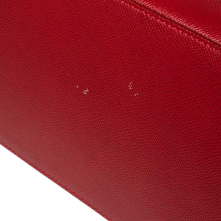 Pre Owned Dolce & Gabbana Red Leather Miss Escape Top Zip Shopper Tote