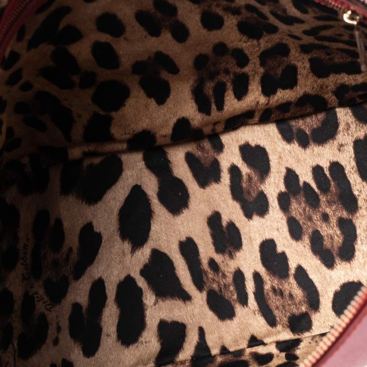 Pre Owned Dolce & Gabbana Red Leather Miss Escape Top Zip Shopper Tote