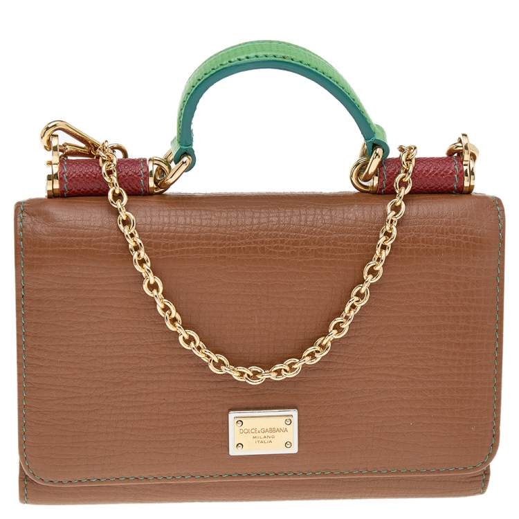 Pre Owned Dolce & Gabbana Multicolor Leather Miss Sicily Von Wallet on Chain