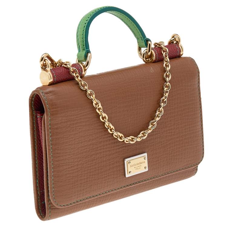 Pre Owned Dolce & Gabbana Multicolor Leather Miss Sicily Von Wallet on Chain