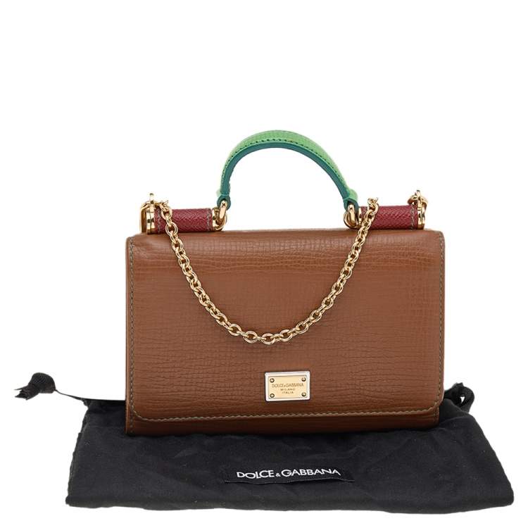 Pre Owned Dolce & Gabbana Multicolor Leather Miss Sicily Von Wallet on Chain